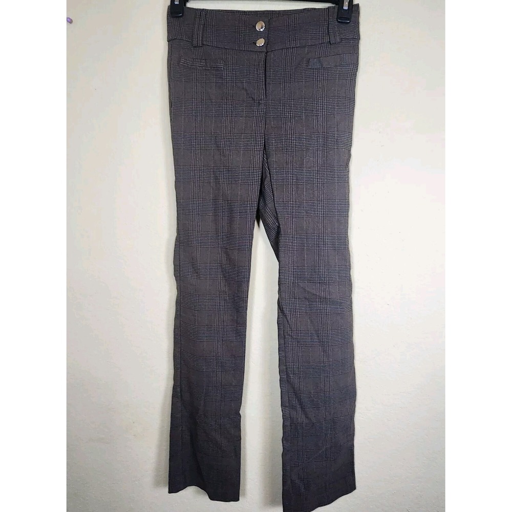 academia preppy Brown Glen Plaid business casual Pants Womens Size 6 Stretch
